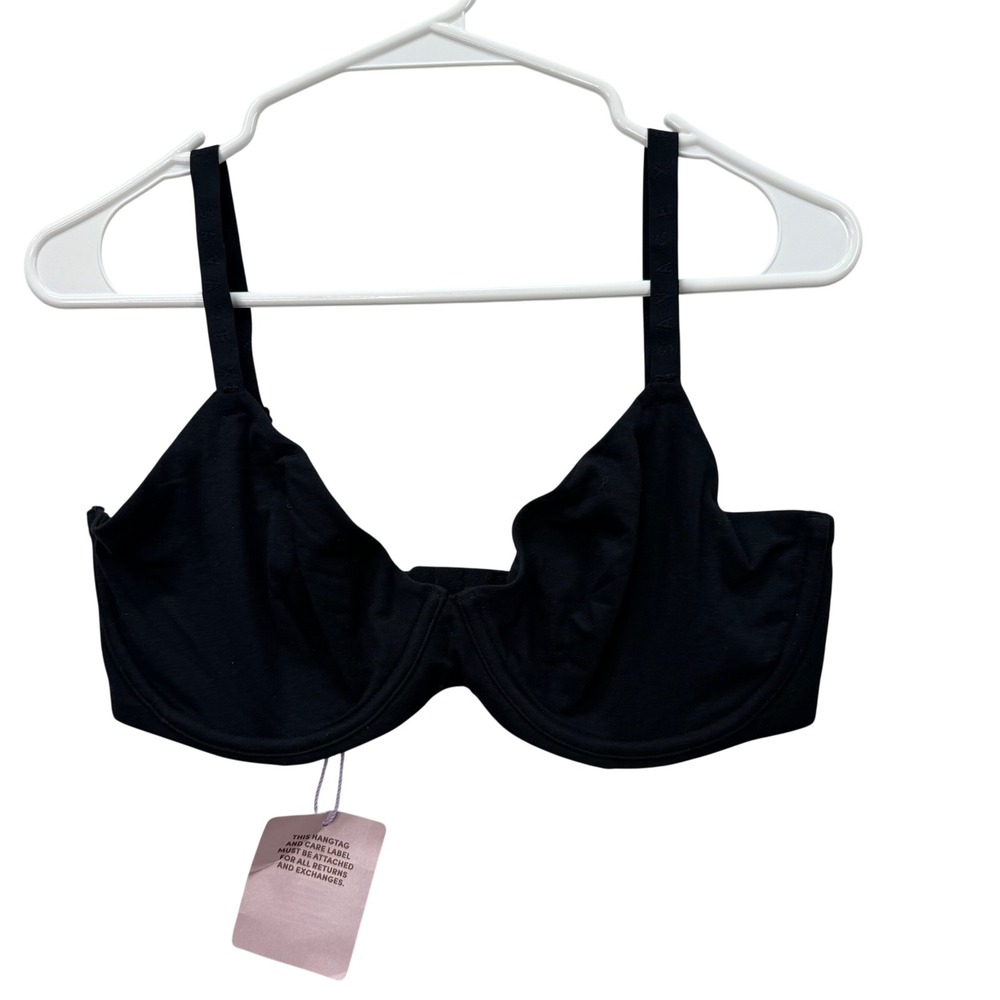 Savage X Fenty Underwire Bra Women 34DDD Black Cotton Essentials NWT Minimalist